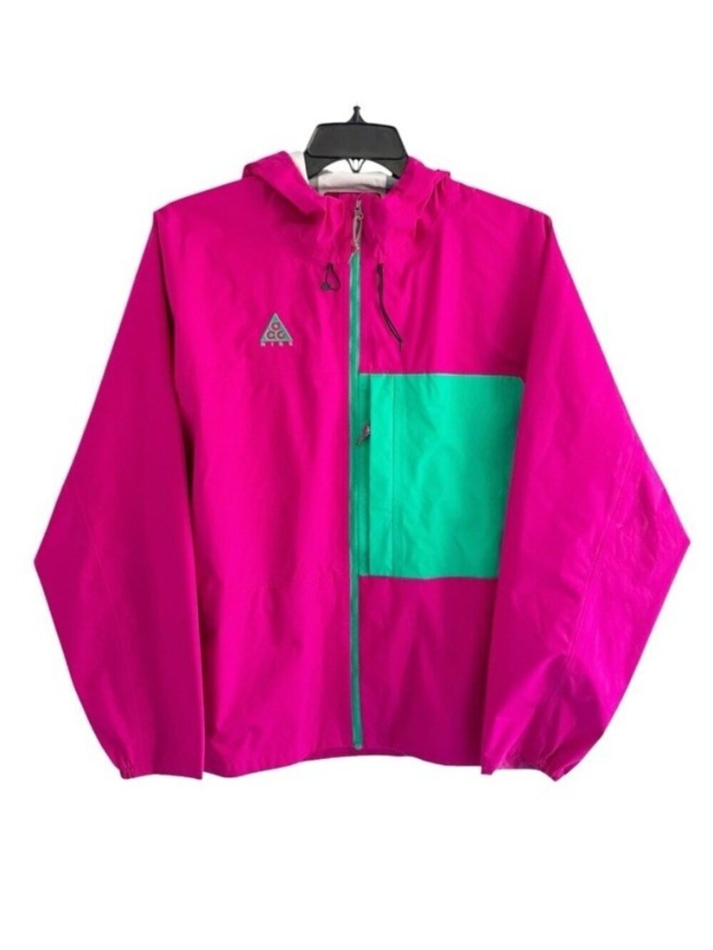 VTG Nike ACG NRG 2.5L Men's Sz M Packable Pink Turquoise Color Block Rain Jacket